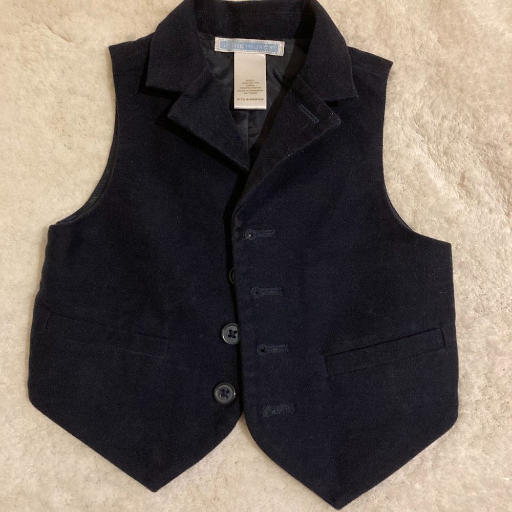 Janie and Jack Cotton Vest Navy 12-18 MO
